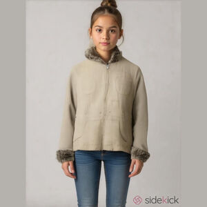 Brown Faux Fur Trim Coat Size 14 Large